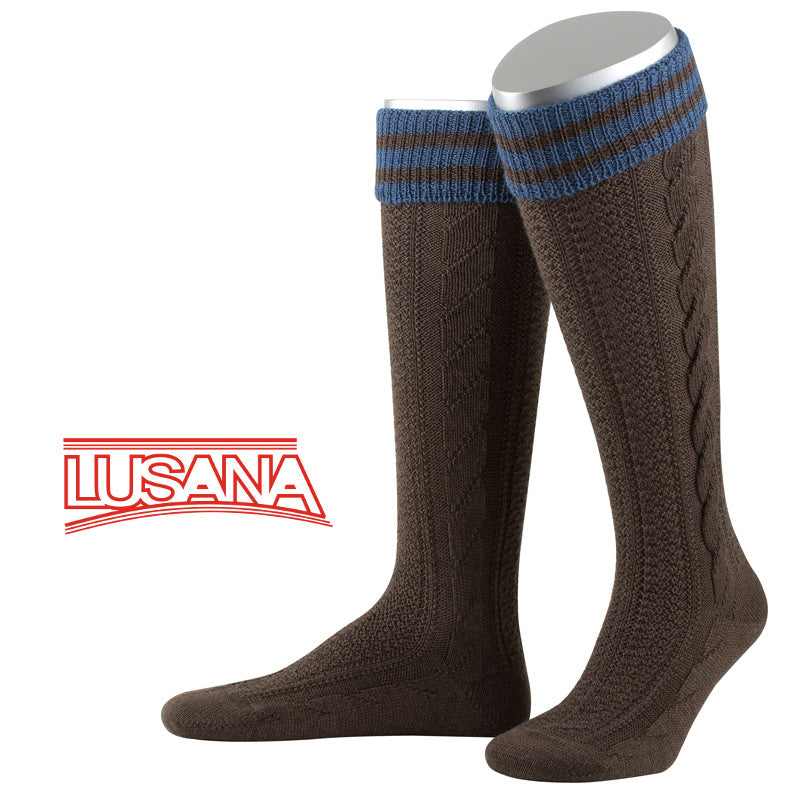 Traditional Costume - Men's Knee-high stockings (Bro./ Blue Stripes)